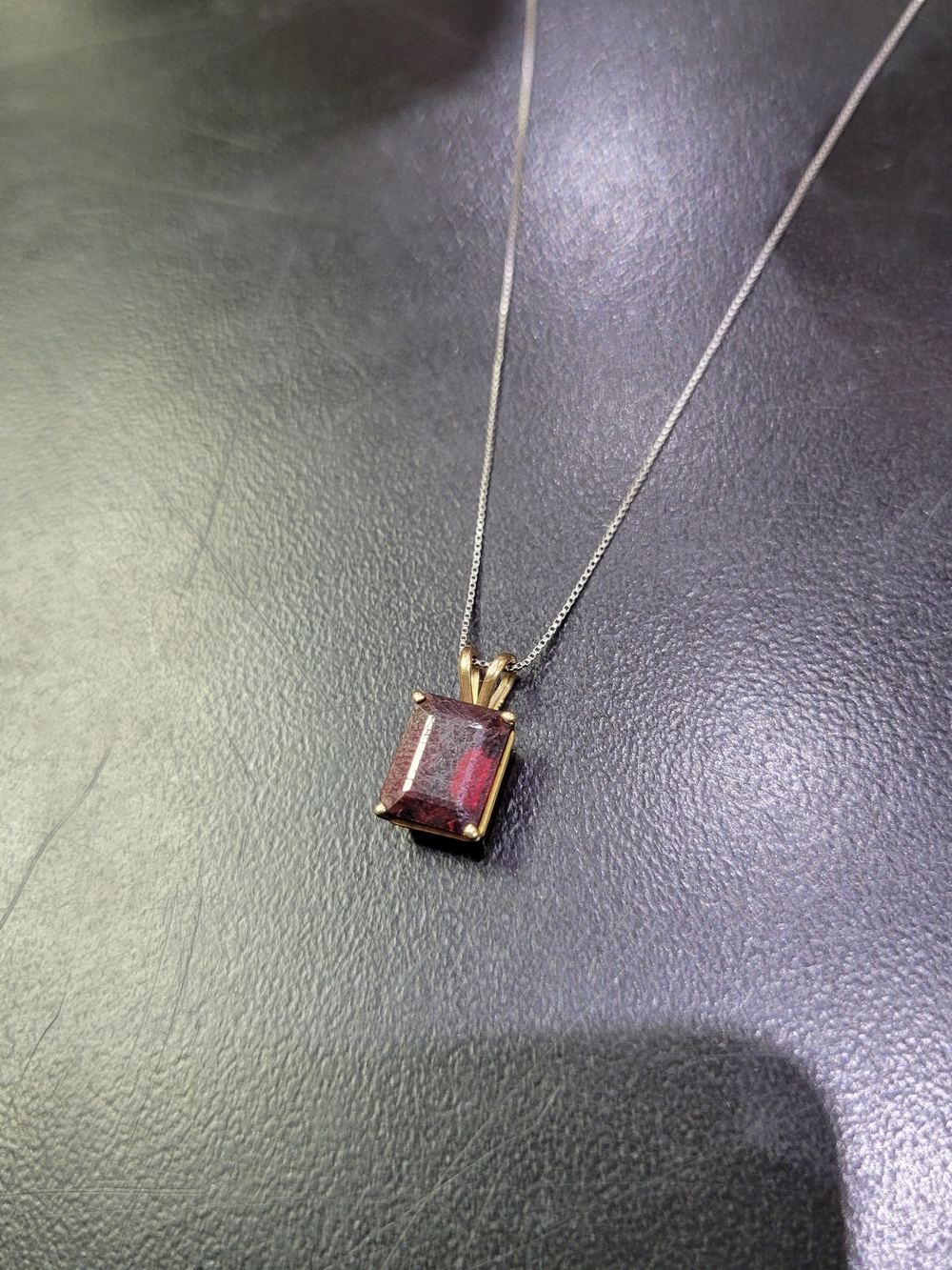 Elegant 3ct Red Emerald Cut Garnet Pendant